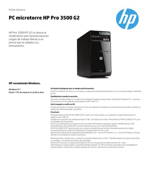 PC Microtorre HP Pro 3500 G2