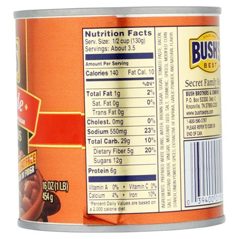 Bush S Homestyle Baked Beans Nutrition Facts - My Bios