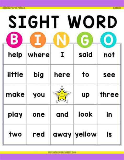 Sight Words For Vpk