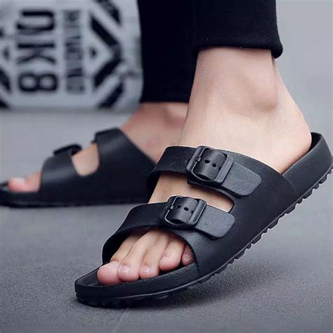 Jual Sandal Slide Pria Polos Strap Sendal Slop Pria Selop Cowok Sandal