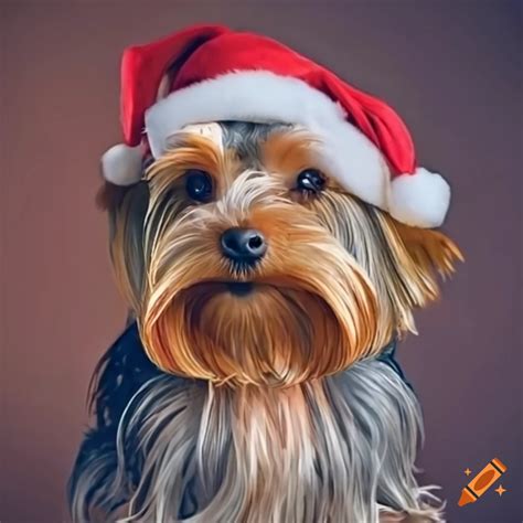 Yorkshire Terrier Dressed As Santa Claus On Craiyon