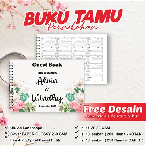 Jual Buku Tamu Undangan Nikahan Isi 250 Baris Pakai Nama Customs Guest