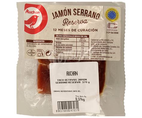 Producto Alcampo Taco de jamón serrano reserva 12 meses de curación 370 g