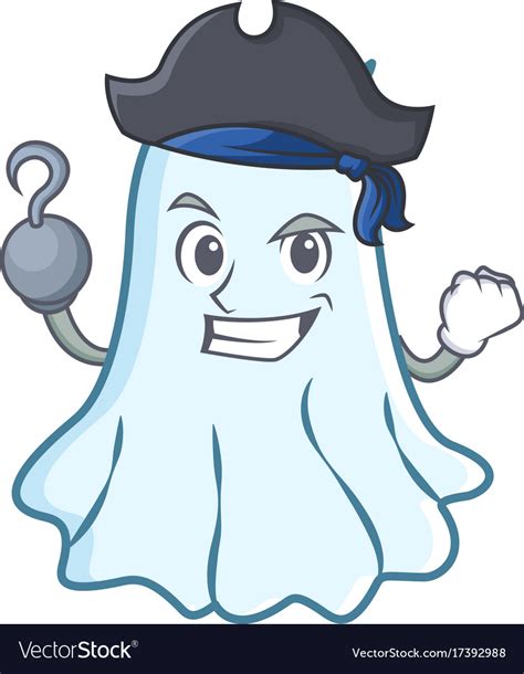 Pirate cute ghost character cartoon Royalty Free Vector