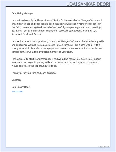 Cover Letter For Newgen Software Lazyapply