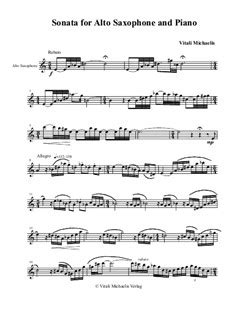 Sonata For Alto Saxophone And Piano By V Michaelis On Musicaneo