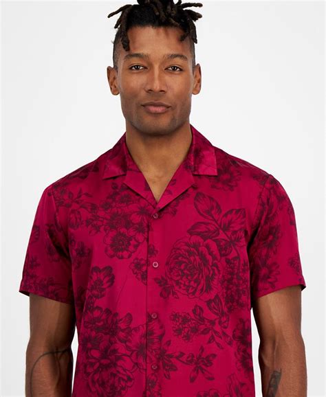 I N C International Concepts Mens Twilight Regular Fit Floral Button