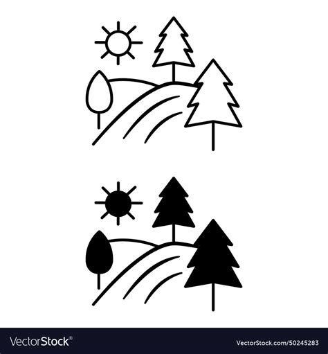 Landscape icons black and white hills Royalty Free Vector