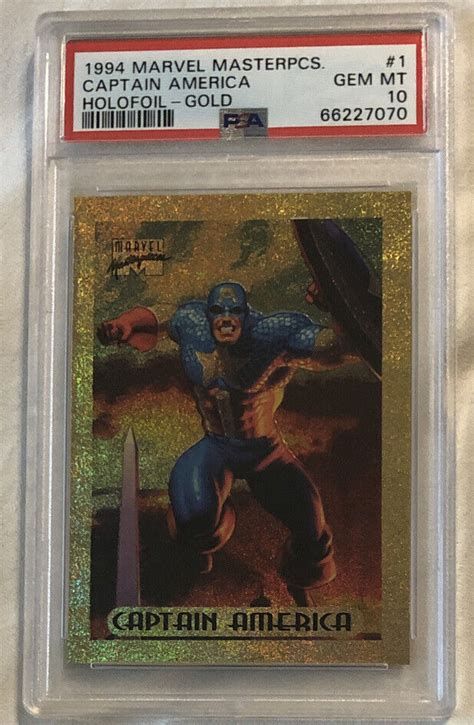 Captain America Marvel Masterpieces Gold Holofoil Psa Mint