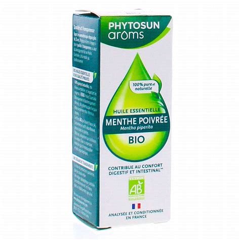 PHYTOSUN Arôms Huile essentielle de menthe poivrée bio flacon 10 ml