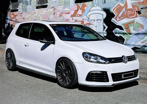 Volkswagen Golf R VI White With Enkei RS05RR Aftermarket Wheels Wheel