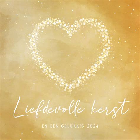 Kerstkaart Goud Hart Van Sparkles Liefdevolle Kaartje2go