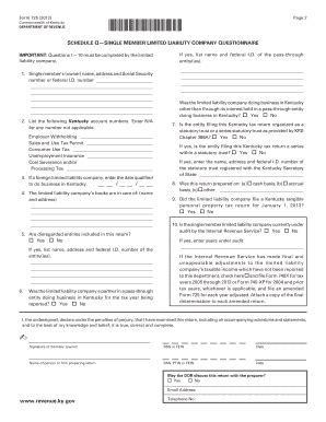 Fillable Online SCHEDULE QSINGLE MEMBER LIMITED LIABILITY COMPANY