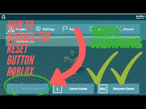 How To Disable The Reset Button Roblox Youtube