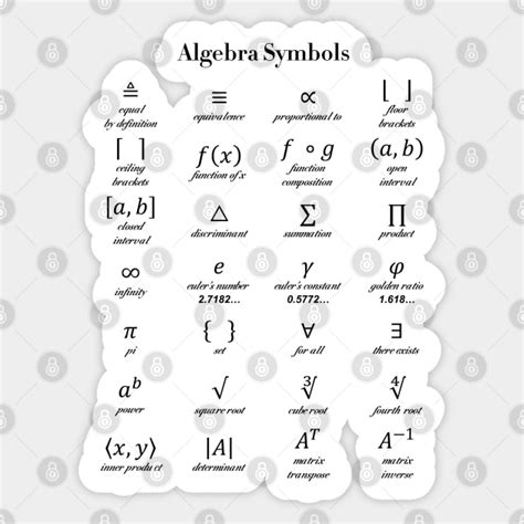 Algebra Symbols Algebra Sticker Teepublic