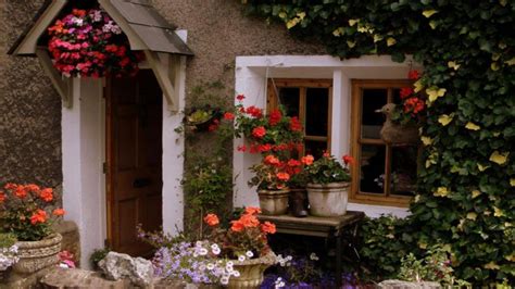 Thatched Cottage Garden Hd Desktop Wallpaper Widescreen High