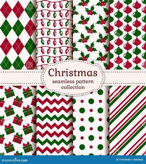 Christmas Seamless Patterns Vector Set Stock Vector Illustration Of