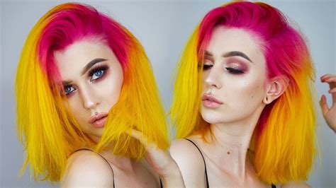 Dying My Hair Pink Yellow 💦 Hair Dye Tutorial Evelina Forsell Youtube