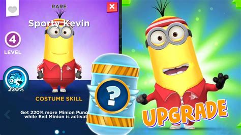 Minion Rush Sporty Kevin Upgrade Costume Level And Agent Prize Pod