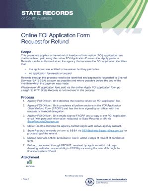 Fillable Online Online Foi Application Form Request For Refund Fax