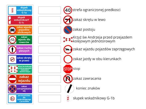 znaki zakazu i przed przejazdem Połącz w pary