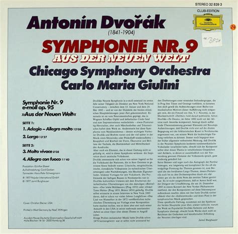 Carlo Maria Giulini Chicago Symphony Orchestra Dvorák Symphonie Nr