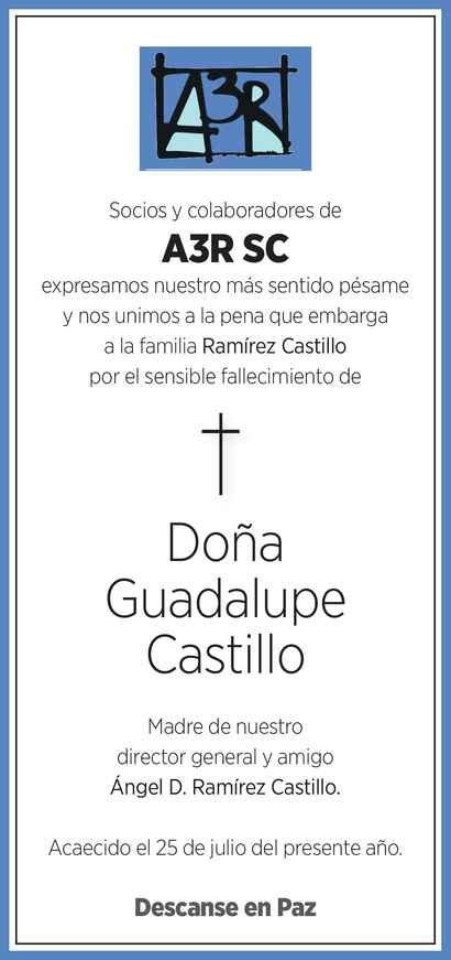 Doña Guadalupe Castillo Obituario Esquela