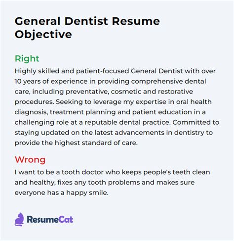 Top General Dentist Resume Objective Examples Resumecat