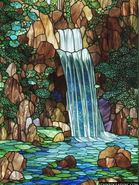 Waterfall Pool Stained Glass Window