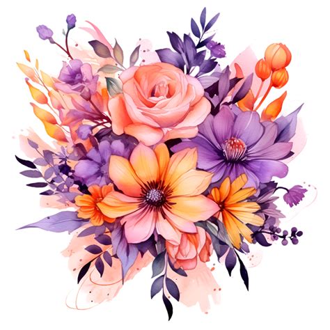 Flower Bouquet Watercolor Clipart 23828765 Png