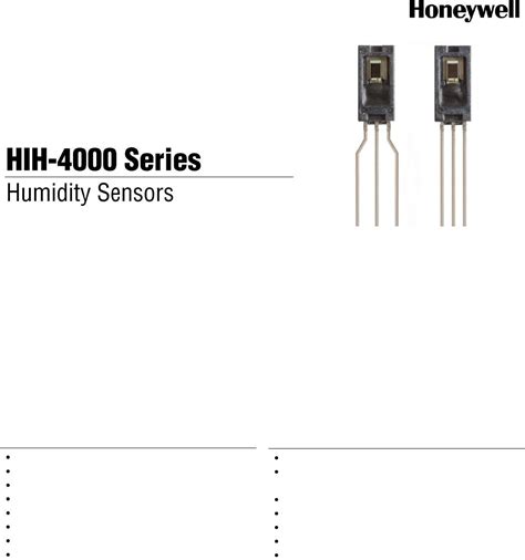 Hih Series Datasheet By Honeywell Sensing And Productivity