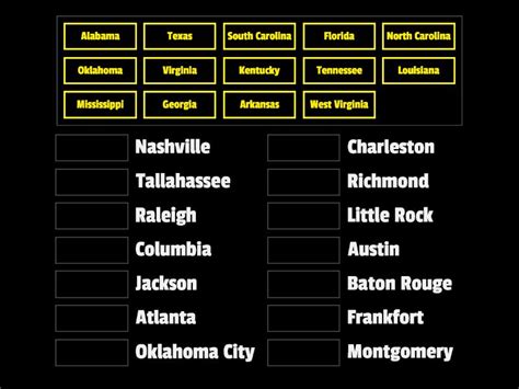 Southern State Capitals - Match up