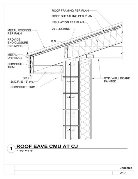 CMU EXTERIOR WALL ROOF EAVE DETAIL