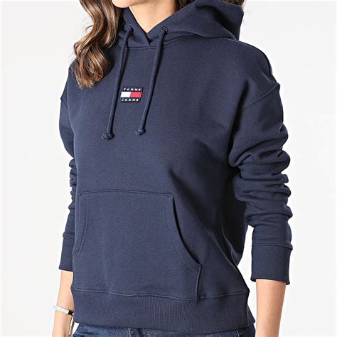 Tommy Jeans Sweat Capuche Femme Center Badge 0403 Bleu Marine