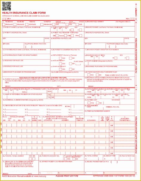 Fillable 1500 Form Free Printable Forms Free Online