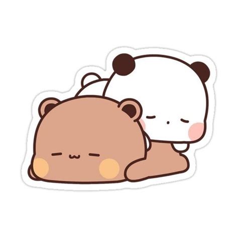 A Sticker With A Bear Hugging It S Head On The Back Of Another Bear