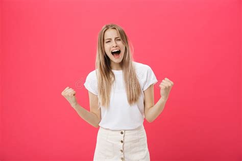 Young Woman Getting Angry ,crazy And Shouting Isolated On A Pink Background. Stock Image - Image ...