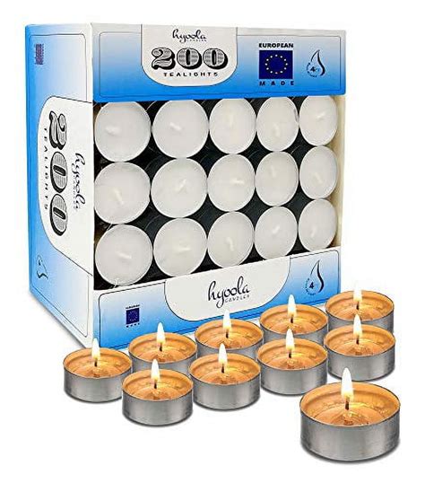 Hyoola European Made 4 Hour Long Burn Unscented Wax Tealight Candles Small Bulk Pack White