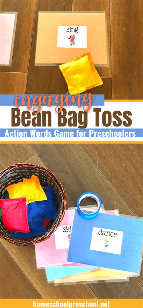 Action Words Bean Bag Toss Game for Preschoolers