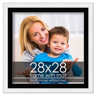 28x28 Frame with Mat - White 30x30 Frame Wood Made to Display Print or ...