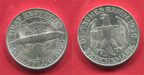 Deutschland Weimarer Republik Germany 3 Mark 1930 A Graf Zeppelin LZ