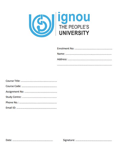 Ignou Assignment Front Page Pdf 2022 23