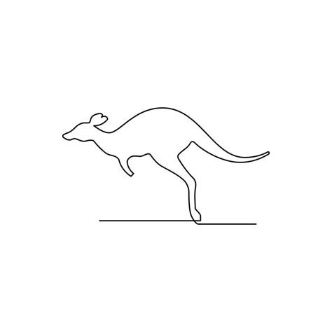 Single line drawing of a jumping kangaroo. Australian animal mascot ...