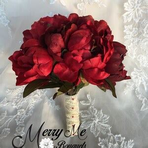 Red Peony Bouquet Silk Peony Bouquet Red Bouquet Red - Etsy