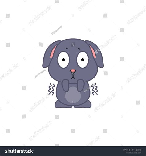 Cute Scared Bunny Flat Cartoon Illustration Stock Vector (Royalty Free ...