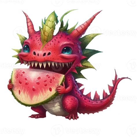 cute happy dragon fruit character AI Generative 22505429 PNG