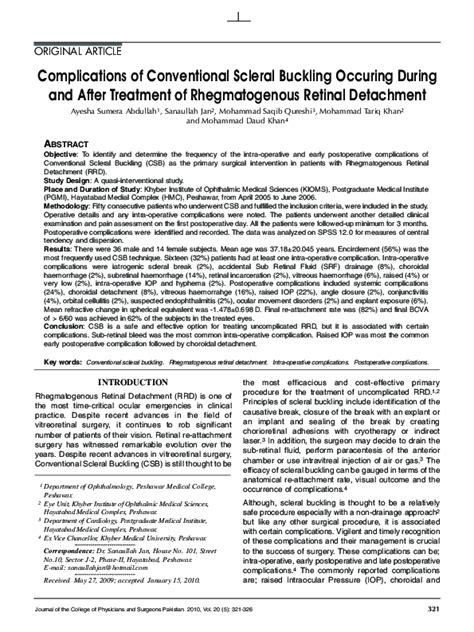 (PDF) Complications of conventional scleral buckling occuring during ...