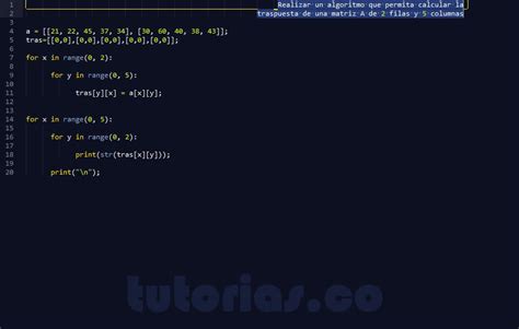 Arrays Python Traspuesta De Una Matriz Tutorias Co