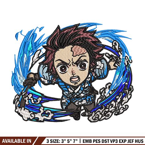 Tanjiro fire breathing chibi embroidery design, Kimetsu no Y - Inspire ...