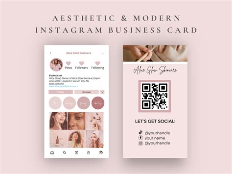 Instagram Business Cards Diy Canva Digital Business Card Esthetician